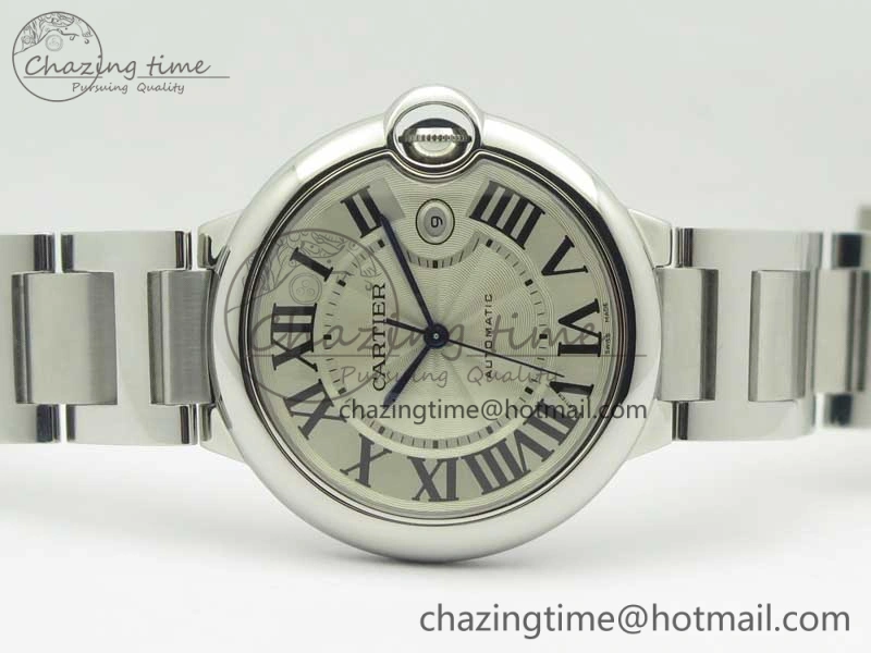 Ballon Bleu 42mm SS ZZF 1:1 Best Edition White Textured Dial On SS Bracelet A2824