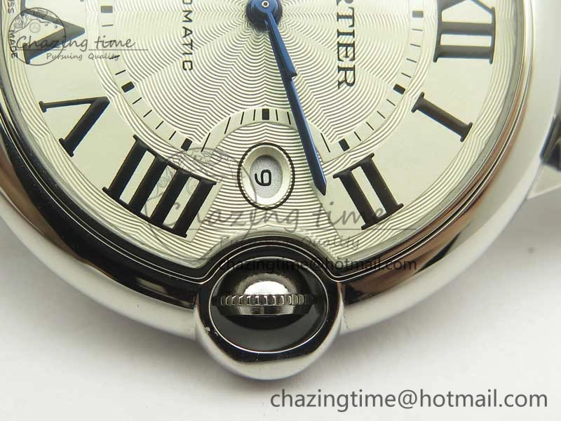 Ballon Bleu 42mm SS ZZF 1:1 Best Edition White Textured Dial On SS Bracelet A2824