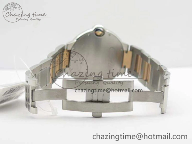 Ballon Bleu 42mm V6F 1:1 Best Edition White Textured Dial On SS RG Bracelet A2824 V4