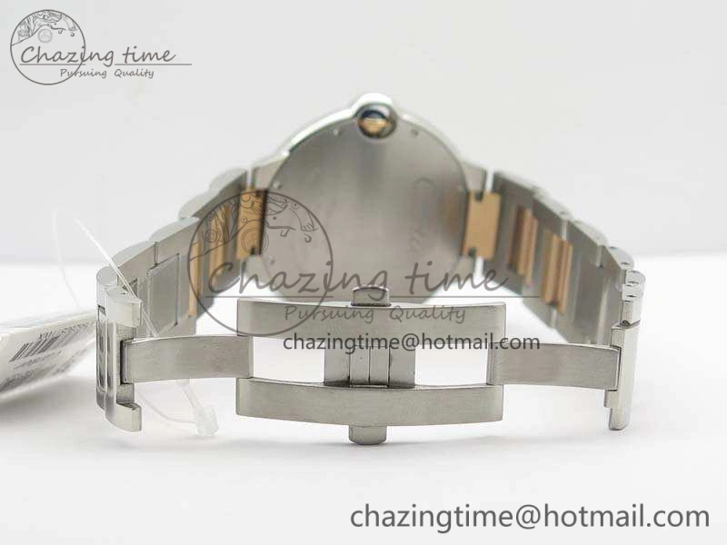 Ballon Bleu 42mm V6F 1:1 Best Edition White Textured Dial On SS RG Bracelet A2824 V4
