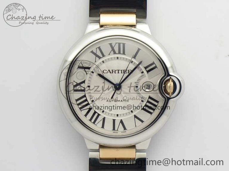 Ballon Bleu 42mm V6F 1:1 Best Edition White Textured Dial On SS RG Bracelet A2824 V4