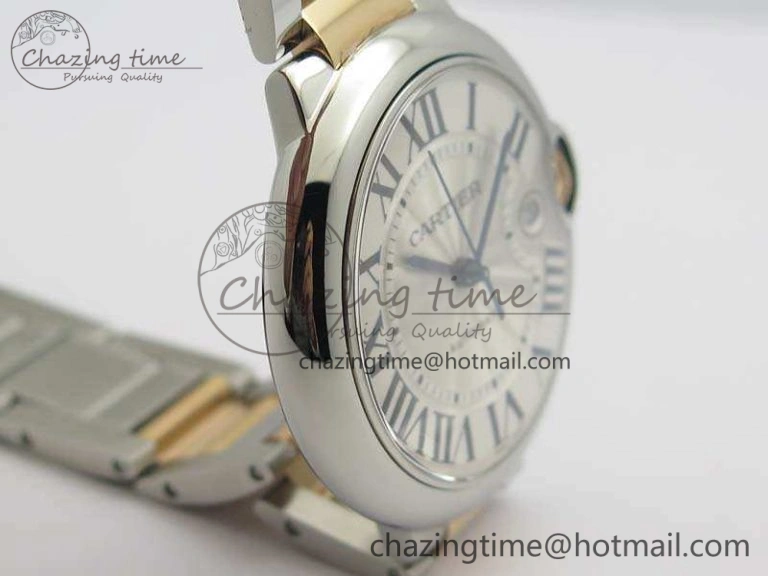 Ballon Bleu 42mm V6F 1:1 Best Edition White Textured Dial On SS RG Bracelet A2824 V4