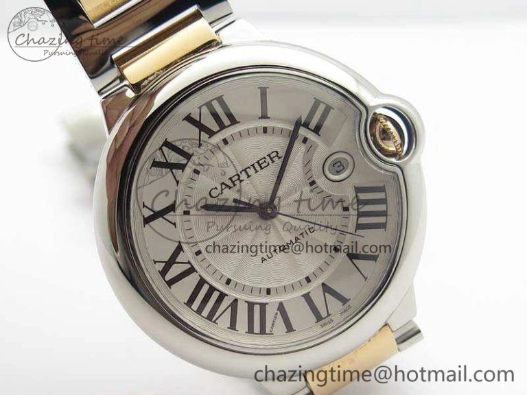 Ballon Bleu 42mm V6F 1:1 Best Edition White Textured Dial On SS RG Bracelet A2824 V4
