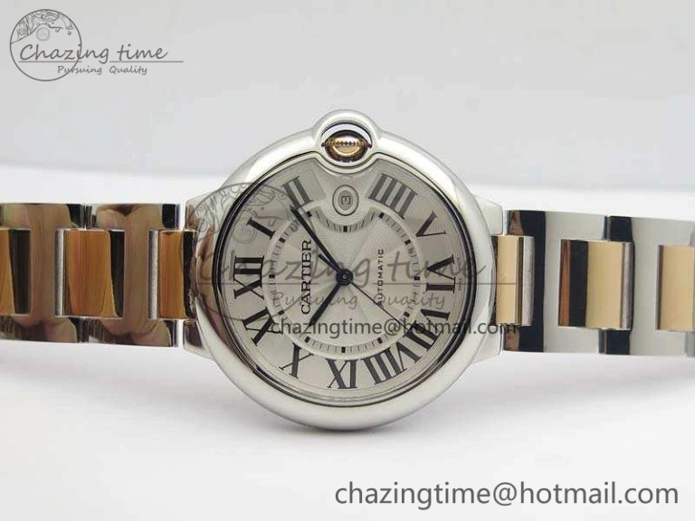 Ballon Bleu 42mm V6F 1:1 Best Edition White Textured Dial On SS RG Bracelet A2824 V4