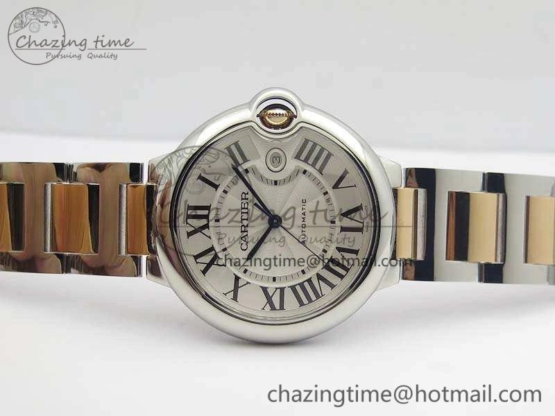 Ballon Bleu 42mm V6F 1:1 Best Edition White Textured Dial On SS RG Bracelet A2824 V4