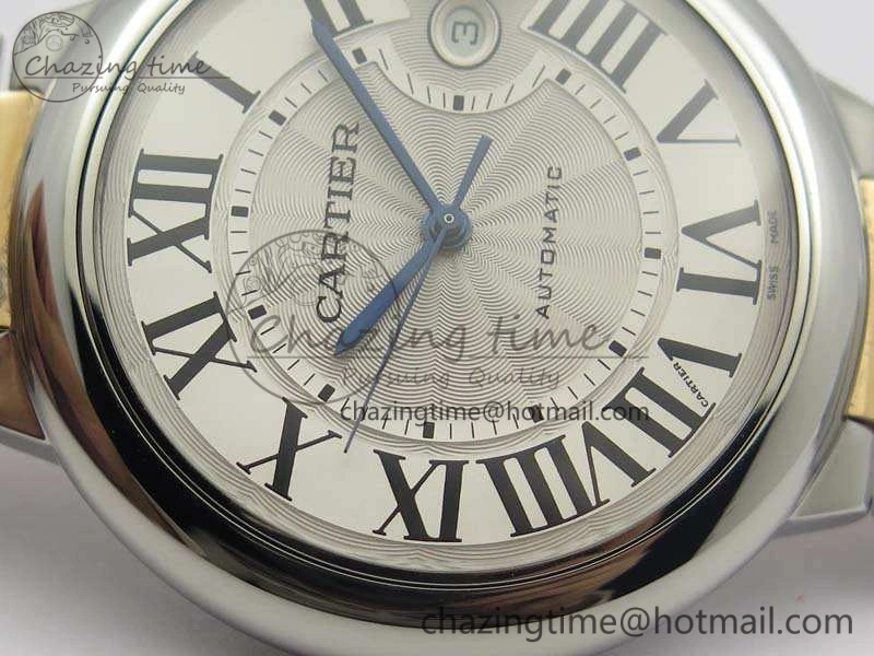 Ballon Bleu 42mm V6F 1:1 Best Edition White Textured Dial On SS RG Bracelet A2824 V4