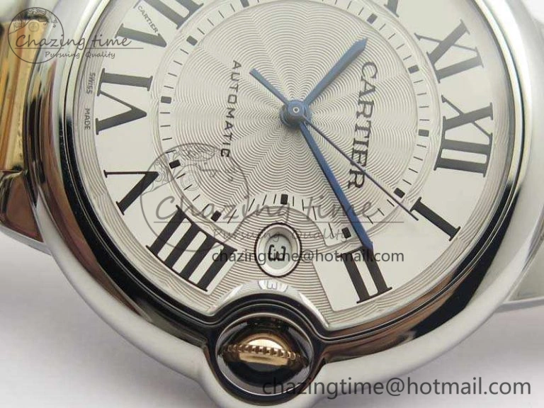 Ballon Bleu 42mm V6F 1:1 Best Edition White Textured Dial On SS RG Bracelet A2824 V4