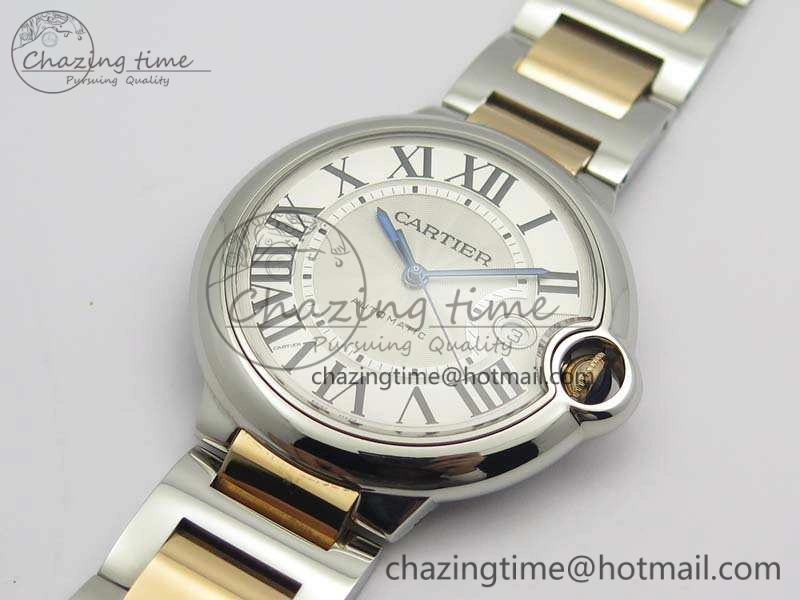 Ballon Bleu 42mm V6F 1:1 Best Edition White Textured Dial On SS RG Bracelet A2824 V4