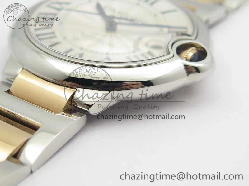 Ballon Bleu 42mm V6F 1:1 Best Edition White Textured Dial On SS RG Bracelet A2824 V4