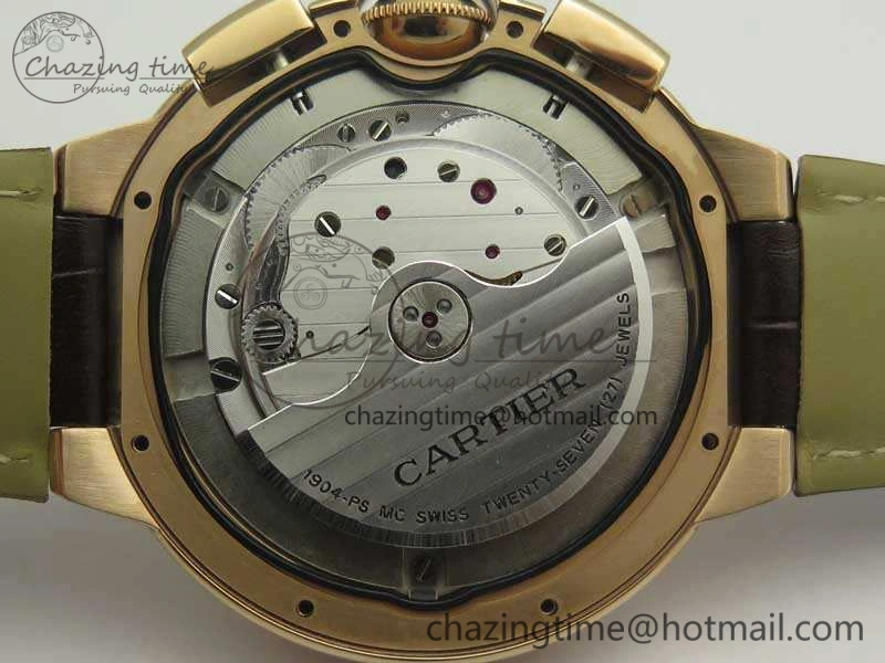 Ballon Bleu De Cartier Chrono 47mm RG ZF 1:1 Best Edition Cream White Textured Dial On Leather Strap A8101
