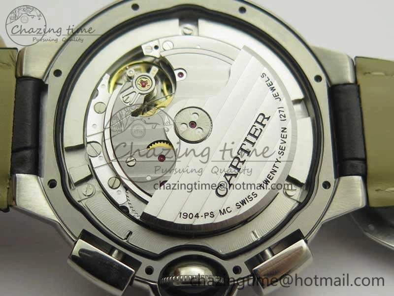 Ballon Bleu De Cartier Chrono 47mm SS ZF 1:1 Best Edition Cream White Textured Dial On Leather Strap A8101
