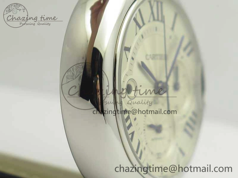 Ballon Bleu De Cartier Chrono 47mm SS ZF 1:1 Best Edition Cream White Textured Dial On Leather Strap A8101