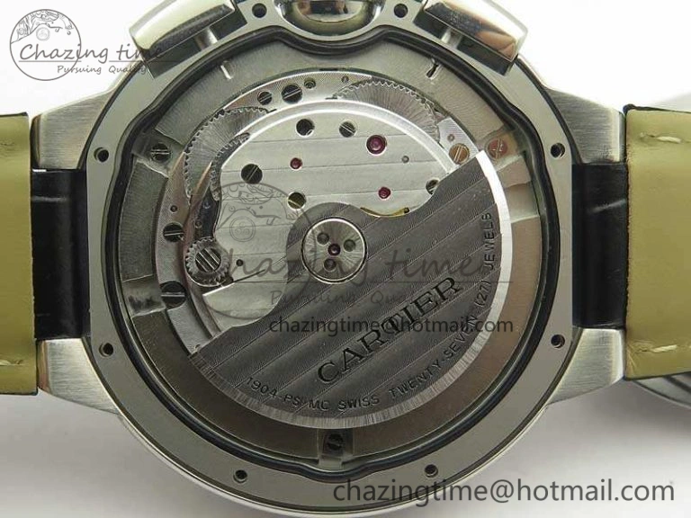Ballon Bleu De Cartier Chrono 47mm SS ZF 1:1 Best Edition Cream White Textured Dial On Leather Strap A8101