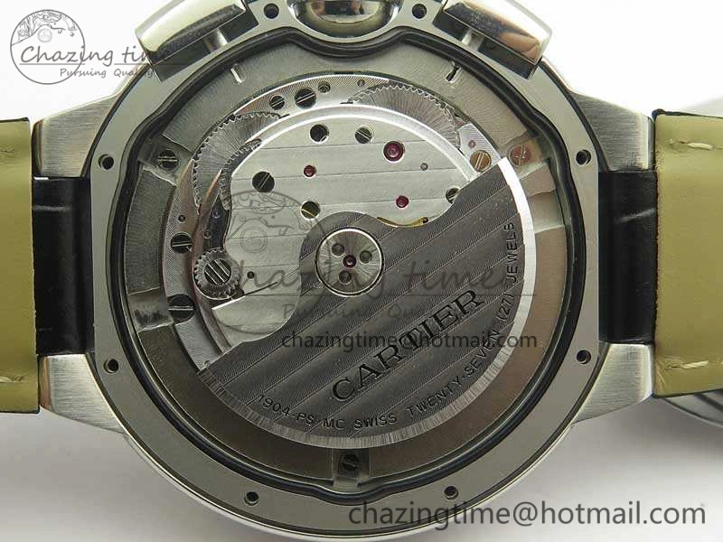 Ballon Bleu De Cartier Chrono 47mm SS ZF 1:1 Best Edition Cream White Textured Dial On Leather Strap A8101