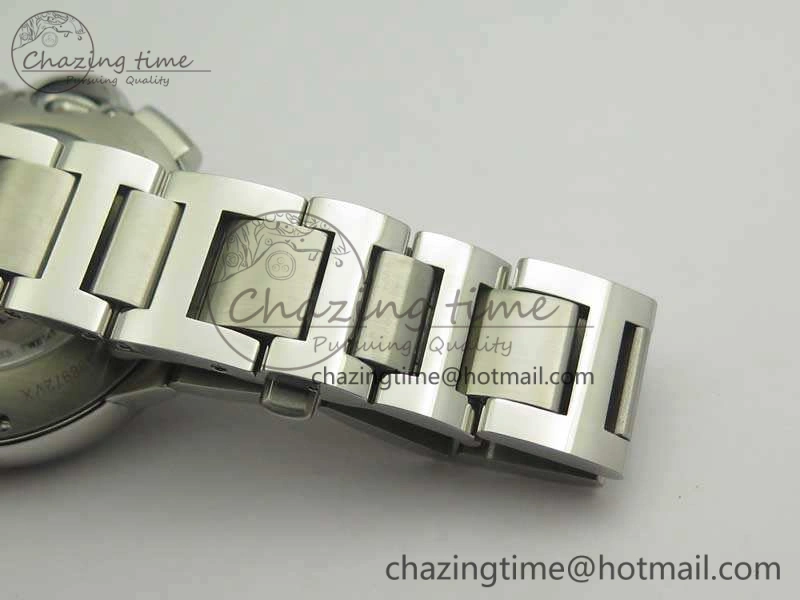 Ballon Bleu De Cartier Chrono 47mm SS ZF 1:1 Best Edition Cream White Textured Dial On SS Bracelet A8101