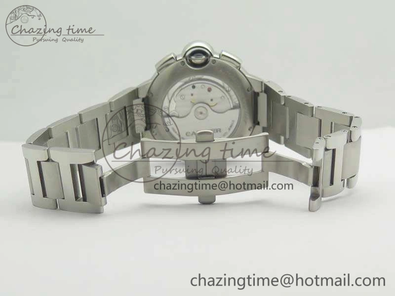 Ballon Bleu De Cartier Chrono 47mm SS ZF 1:1 Best Edition Cream White Textured Dial On SS Bracelet A8101