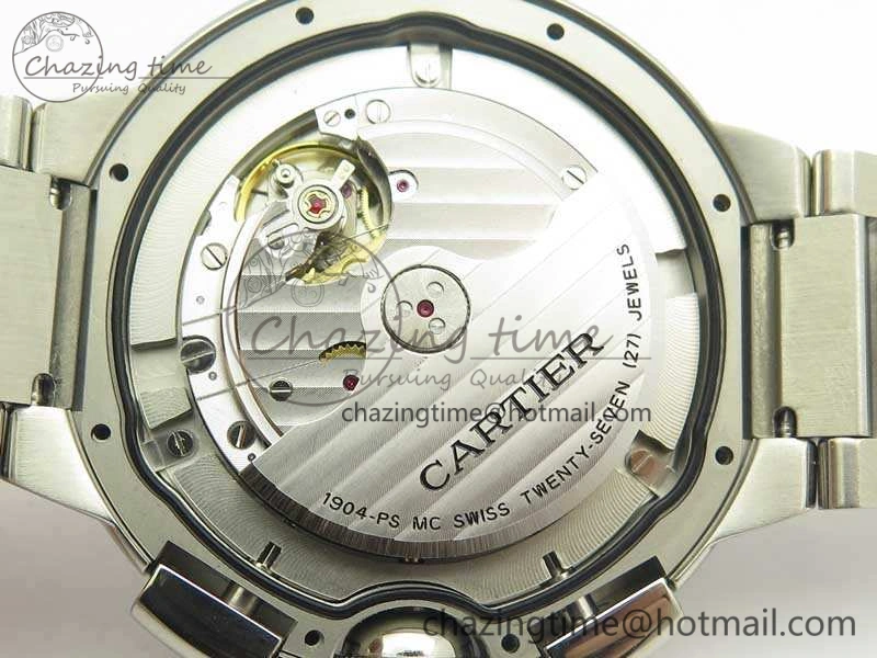 Ballon Bleu De Cartier Chrono 47mm SS ZF 1:1 Best Edition Cream White Textured Dial On SS Bracelet A8101
