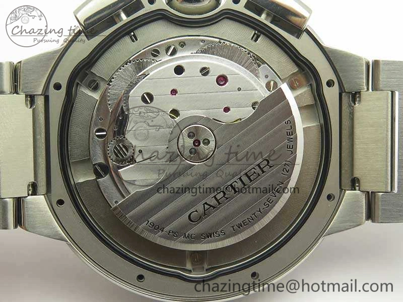 Ballon Bleu De Cartier Chrono 47mm SS ZF 1:1 Best Edition Cream White Textured Dial On SS Bracelet A8101