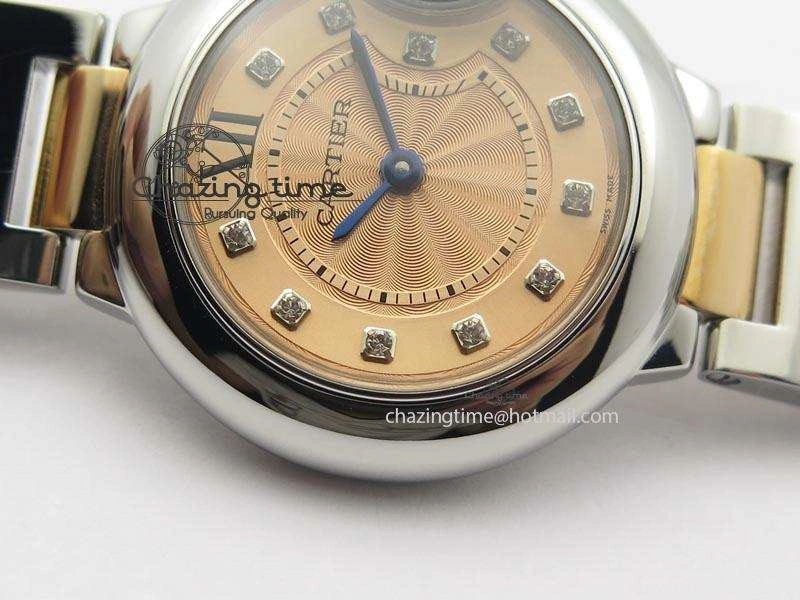 Ballon Bleu De V6 28.5mm SS RG Champagne Gold Dial On SS RG Bracelet Ronda Quartz