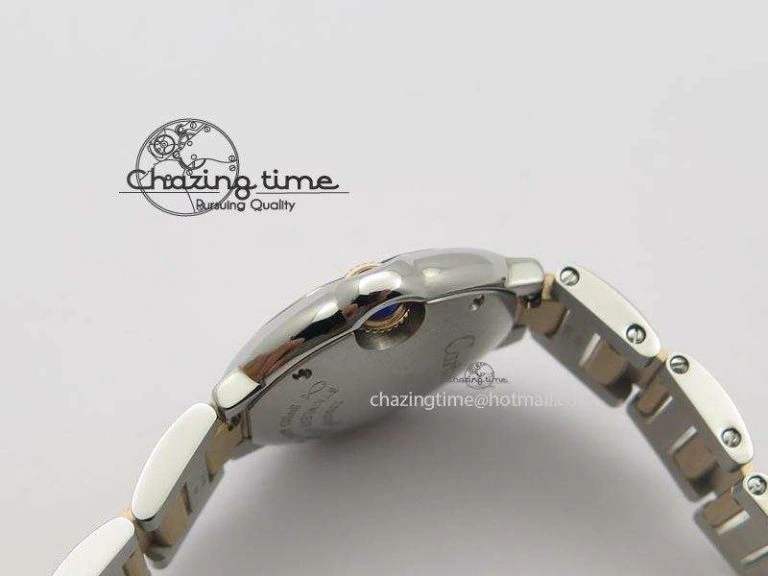 Ballon Bleu De V6 28.5mm SS RG Champagne Gold Dial On SS RG Bracelet Ronda Quartz