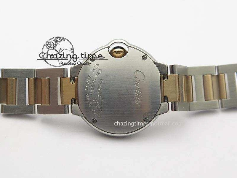 Ballon Bleu De V6 28.5mm SS RG Champagne Gold Dial On SS RG Bracelet Ronda Quartz