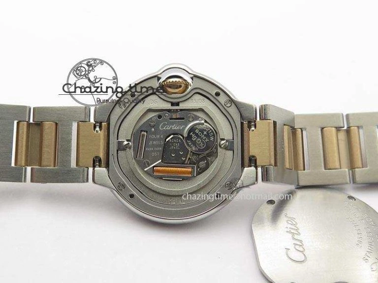 Ballon Bleu De V6 28.5mm SS RG Champagne Gold Dial On SS RG Bracelet Ronda Quartz