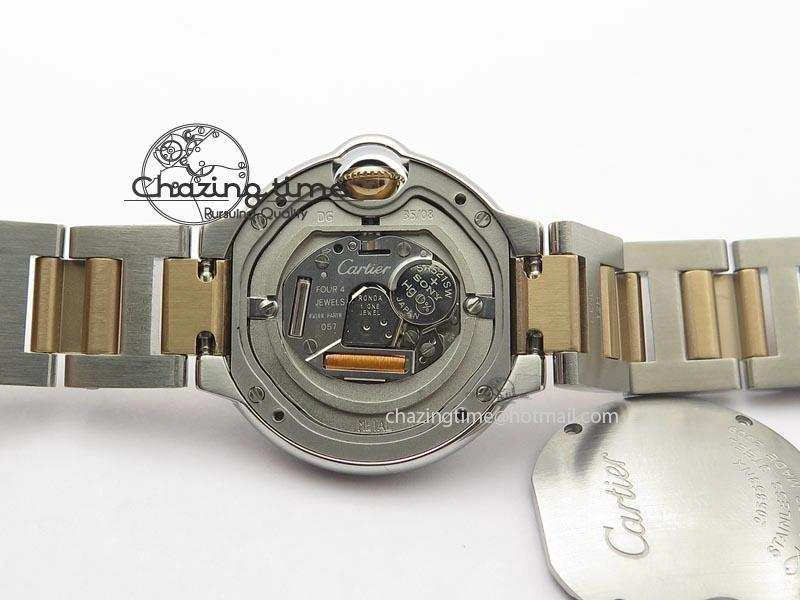 Ballon Bleu De V6 28.5mm SS RG Champagne Gold Dial On SS RG Bracelet Ronda Quartz