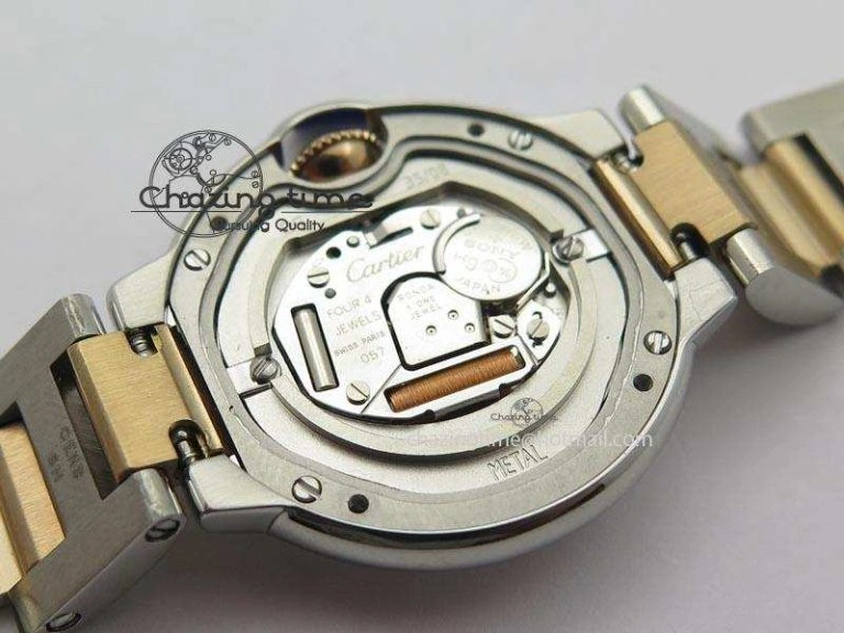 Ballon Bleu De V6 28.5mm SS RG Champagne Gold Dial On SS RG Bracelet Ronda Quartz