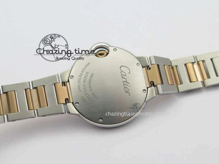 Ballon Bleu De V6 33mm SS RG Champagne Gold Dial On SS RG Bracelet Ronda Quartz