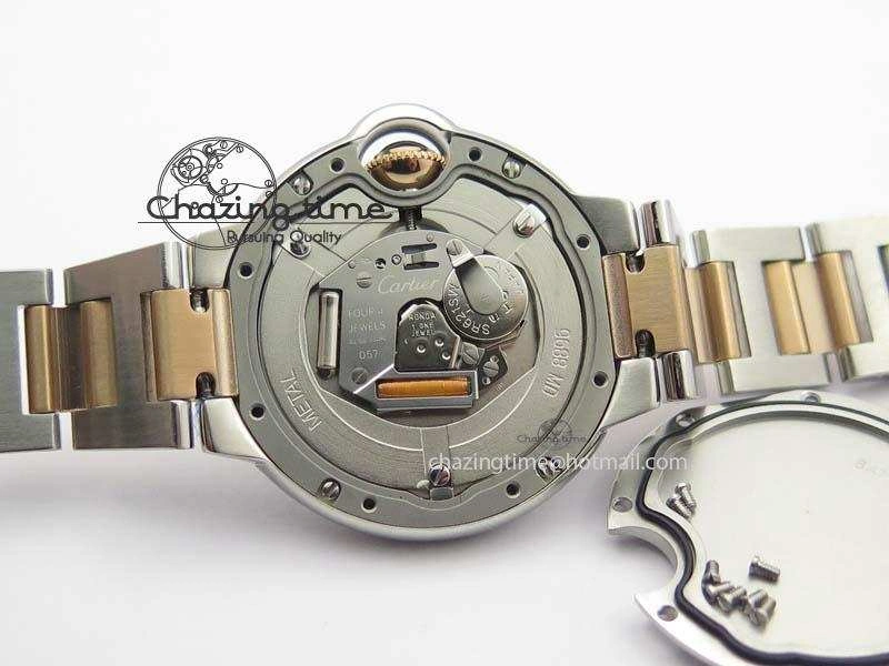 Ballon Bleu De V6 33mm SS RG Champagne Gold Dial On SS RG Bracelet Ronda Quartz
