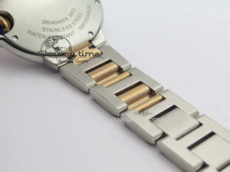 Ballon Bleu De V6 33mm SS RG Champagne Gold Dial On SS RG Bracelet Ronda Quartz