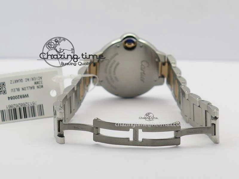 Ballon Bleu De V6 33mm SS RG Champagne Gold Dial On SS RG Bracelet Ronda Quartz