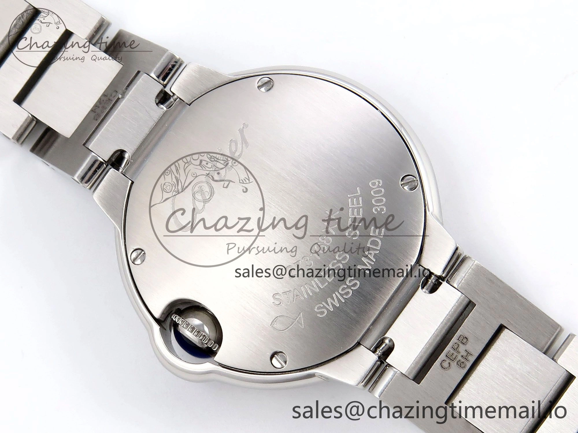 Ballon Bleu Ladies 28mm SS AF 1:1 Best Edition White Dial Big Diamonds Bezel on SS Bracelet Ronda Quartz