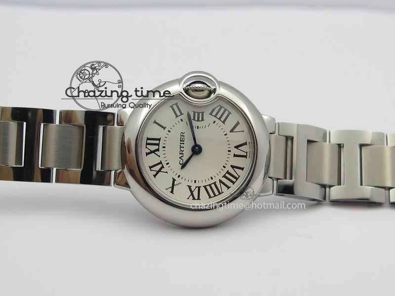 Ballon Bleu Ladies 28mm SS MK 1:1 Best Edition White Dial On SS Bracelet Ronda Quartz
