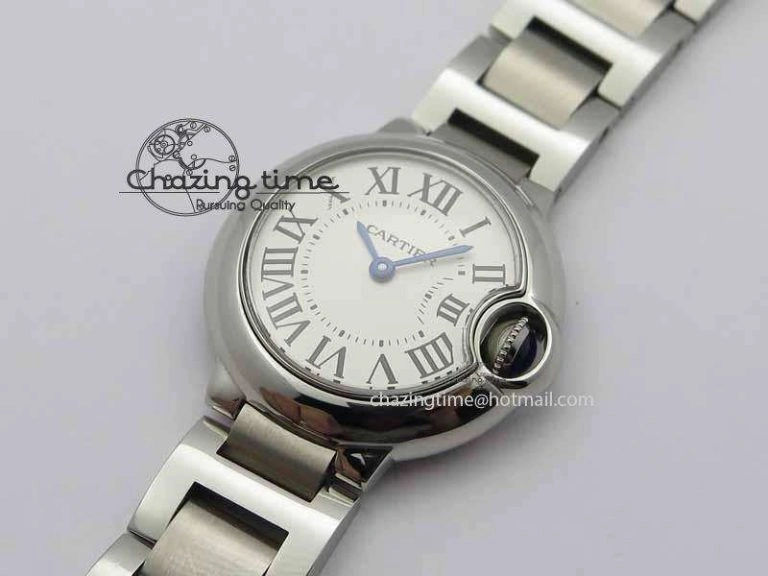 Ballon Bleu Ladies 28mm SS MK 1:1 Best Edition White Dial On SS Bracelet Ronda Quartz