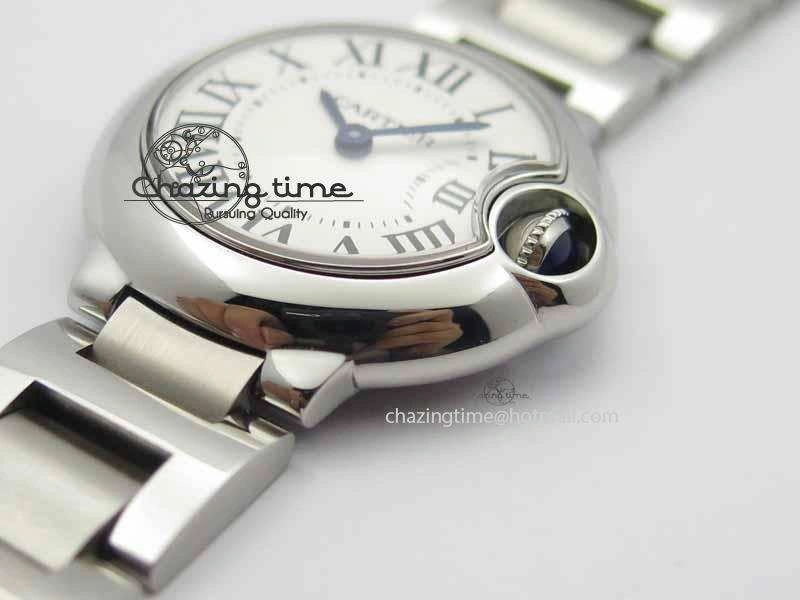 Ballon Bleu Ladies 28mm SS MK 1:1 Best Edition White Dial On SS Bracelet Ronda Quartz