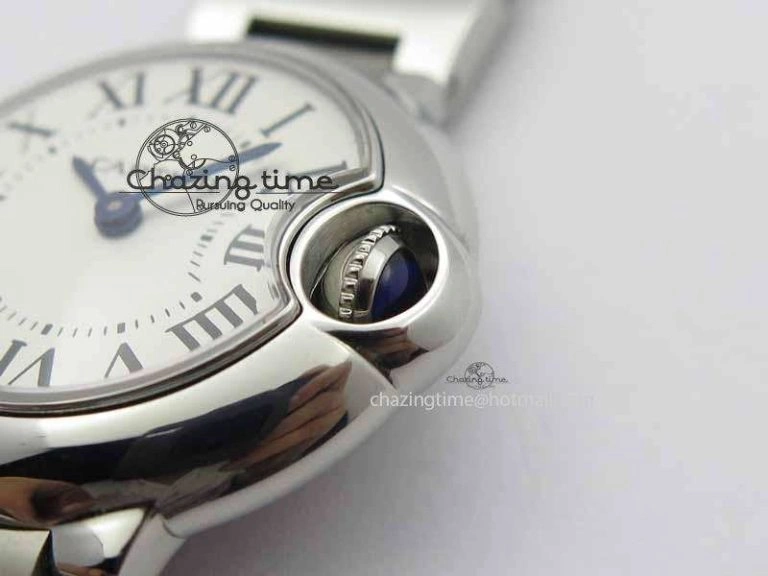 Ballon Bleu Ladies 28mm SS MK 1:1 Best Edition White Dial On SS Bracelet Ronda Quartz