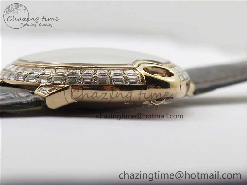 Ballon Bleu T Diamond RG Full Paved Diamonds with Roman Markers Dial on Brown Leather Strap Miyota 9015