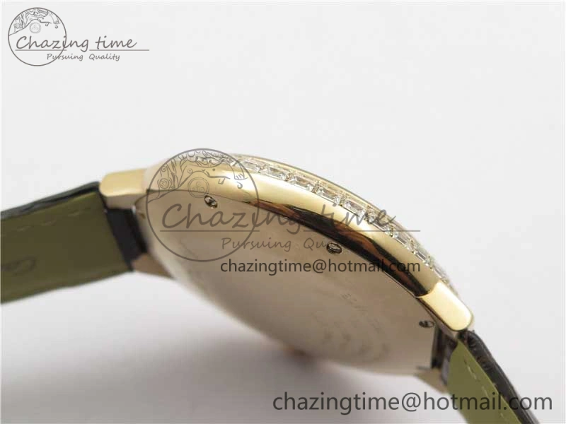 Ballon Bleu T Diamond RG Full Paved Diamonds with Roman Markers Dial on Brown Leather Strap Miyota 9015
