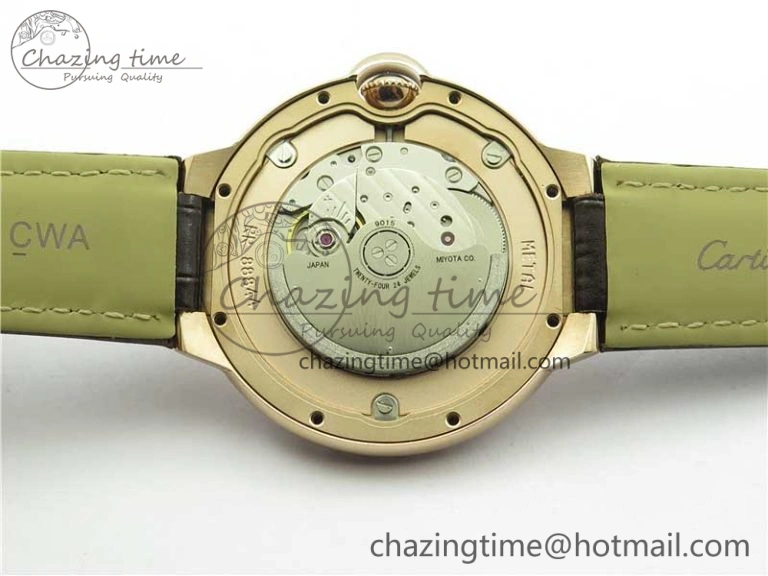 Ballon Bleu T Diamond RG Full Paved Diamonds with Roman Markers Dial on Brown Leather Strap Miyota 9015