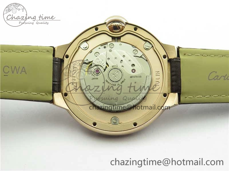 Ballon Bleu T Diamond RG Full Paved Diamonds with Roman Markers Dial on Brown Leather Strap Miyota 9015