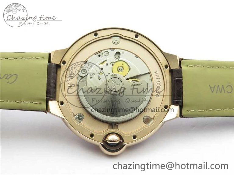 Ballon Bleu T Diamond RG Full Paved Diamonds with Roman Markers Dial on Brown Leather Strap Miyota 9015