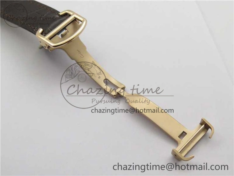 Ballon Bleu T Diamond RG Full Paved Diamonds with Roman Markers Dial on Brown Leather Strap Miyota 9015