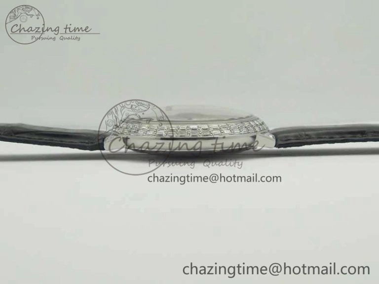 Ballon Bleu T Diamond SS Full Paved Diam Dial On Black Croco Strap Miyota 9015(Free Leather Strap)