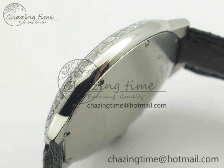 Ballon Bleu T Diamond SS Full Paved Diam Dial On Black Croco Strap Miyota 9015(Free Leather Strap)