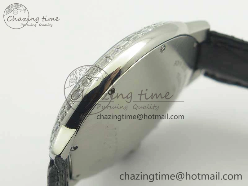 Ballon Bleu T Diamond SS Full Paved Diam Dial On Black Croco Strap Miyota 9015(Free Leather Strap)