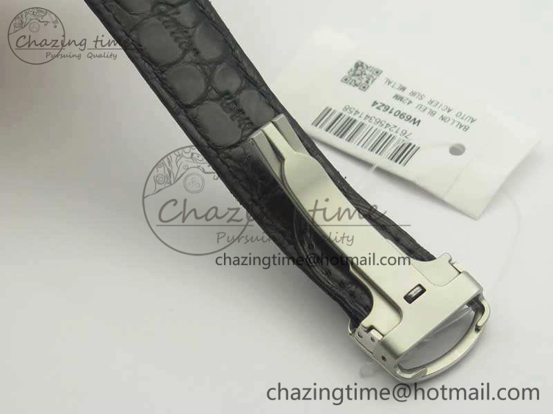 Ballon Bleu T Diamond SS Full Paved Diam Dial On Black Croco Strap Miyota 9015(Free Leather Strap)