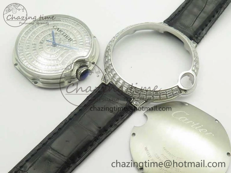 Ballon Bleu T Diamond SS Full Paved Diam Dial On Black Croco Strap Miyota 9015(Free Leather Strap)