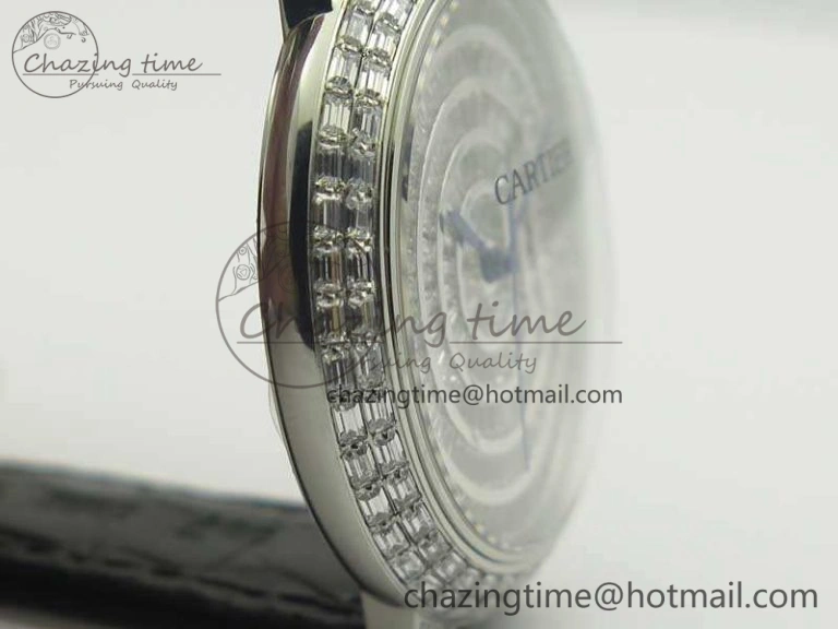Ballon Bleu T Diamond SS Full Paved Diam Dial On Black Croco Strap Miyota 9015(Free Leather Strap)