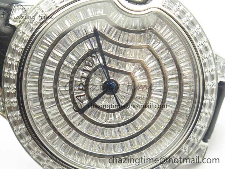 Ballon Bleu T Diamond SS Full Paved Diam Dial On Black Croco Strap Miyota 9015(Free Leather Strap)